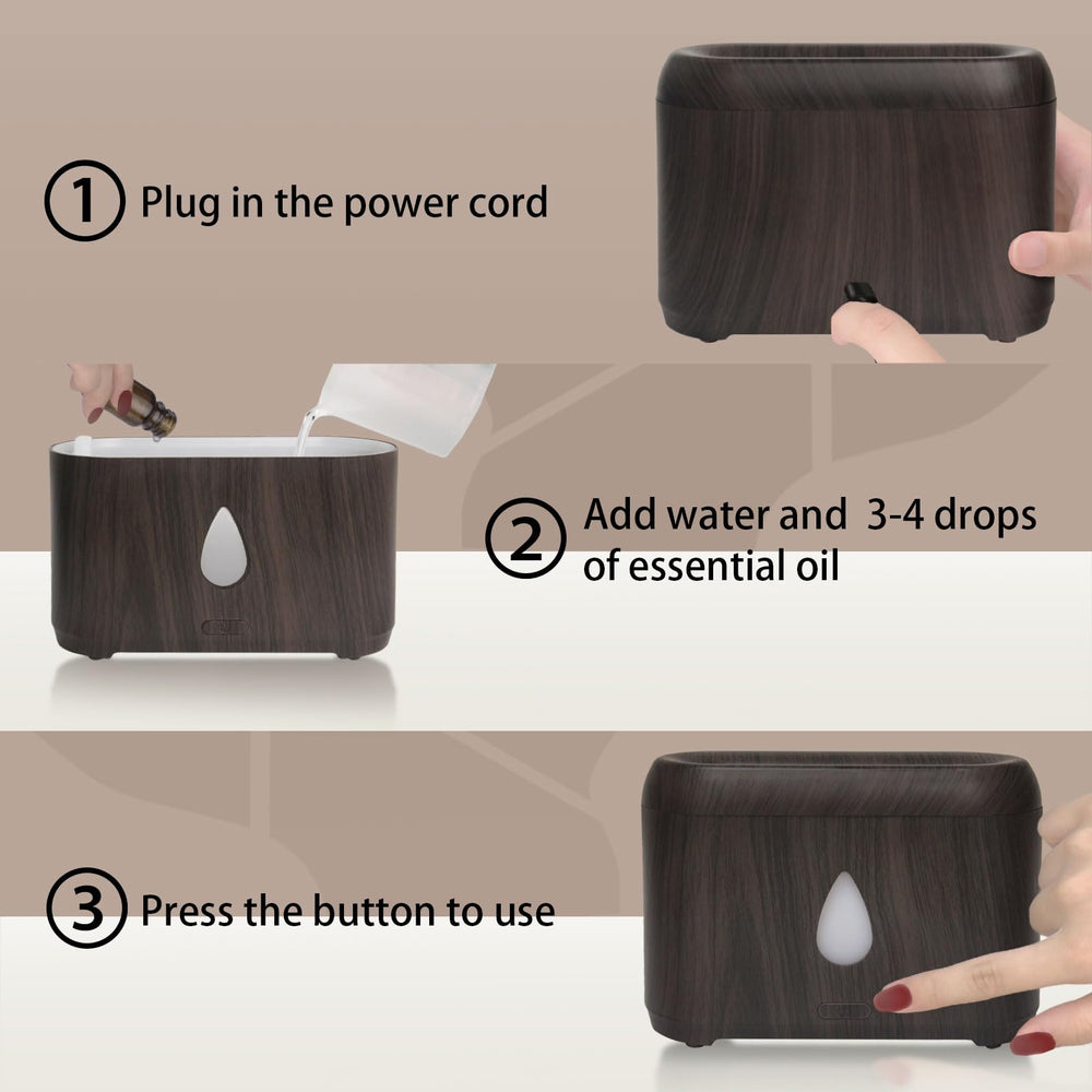 Compact 200ml essential oil diffuser in a bedroom setting