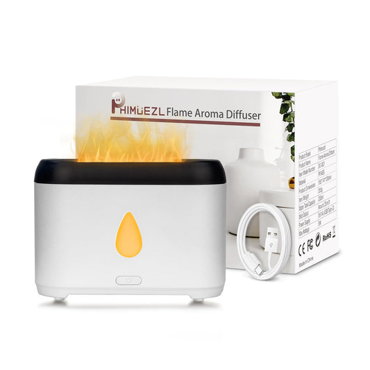 White flame diffuser with 200ml capacity emitting soft light