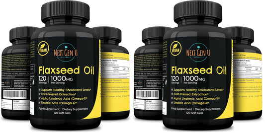 Flaxseed oil capsules 1000 mg, 120 vegan softgels, Pack of 2 by NextGenU