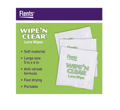 Individually wrapped travel-ready Flents lens wipes