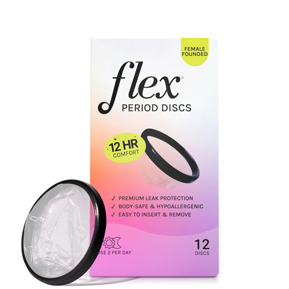 Flex Disc pack beside box shows portable, discreet protection option.