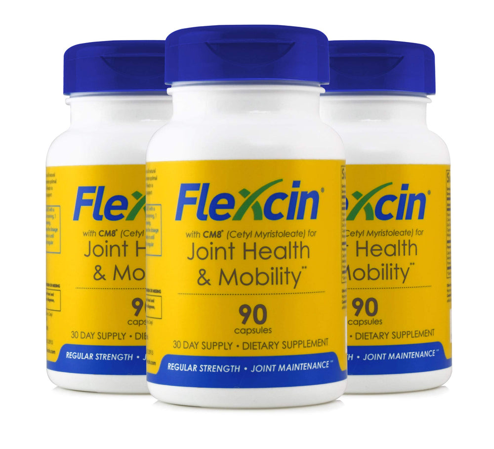 Flexcin 3-pack joint health product bottles front view