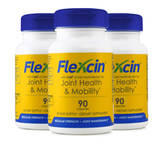 Flexcin 3-pack joint health product bottles front view