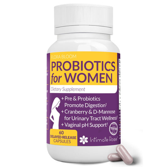 Bottle of Flora Bloom Probiotics for Women with 60 vegan capsules