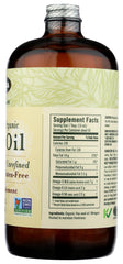 Side view of Flora Flax Oil amber bottle with label