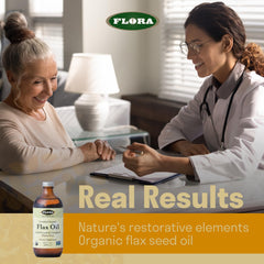 Flora Flax Oil ingredients and packaging close-up