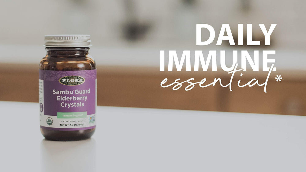 Lifestyle shot showing daily immune support with elderberry crystals
