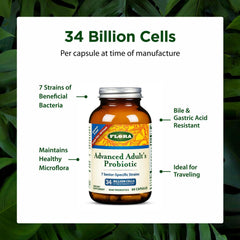 Flora seven senior-specific strains image illustrating targeted digestive support.