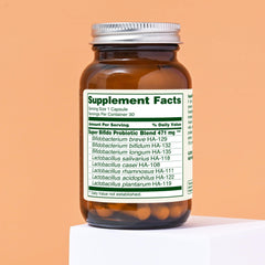 Close-up of 102 Billion CFU label on Flora bottle