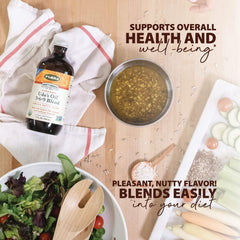 Ingredients: flaxseed oil, coconut oil, sesame oil, sunflower oil, evening primrose oil, oat and rice bran oils