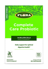 Flora Complete Care Probiotic bottle with 30 vegetarian capsules