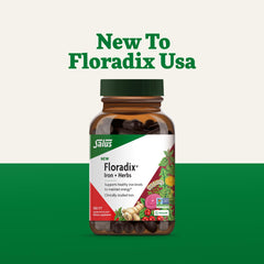 Floradix label closeup emphasizing non-GMO and gluten-free compatibility.