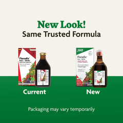 Eco-friendly packaging and recycling symbols for Floradix