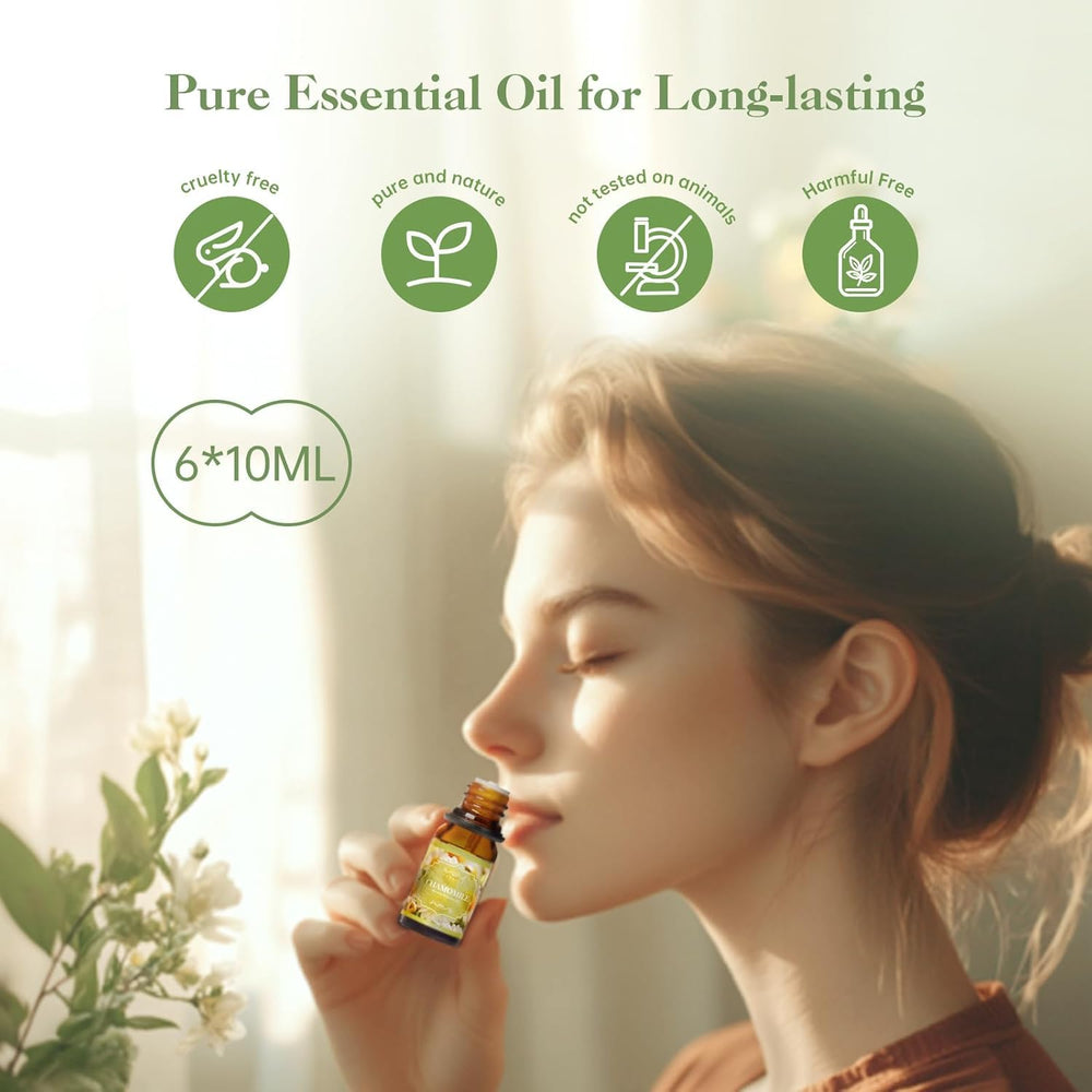 Chamomile essential oil bottle with chamomile