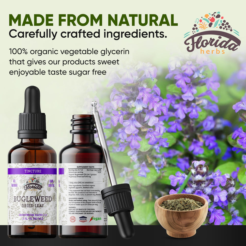 Bugleweed tincture bottle with product label