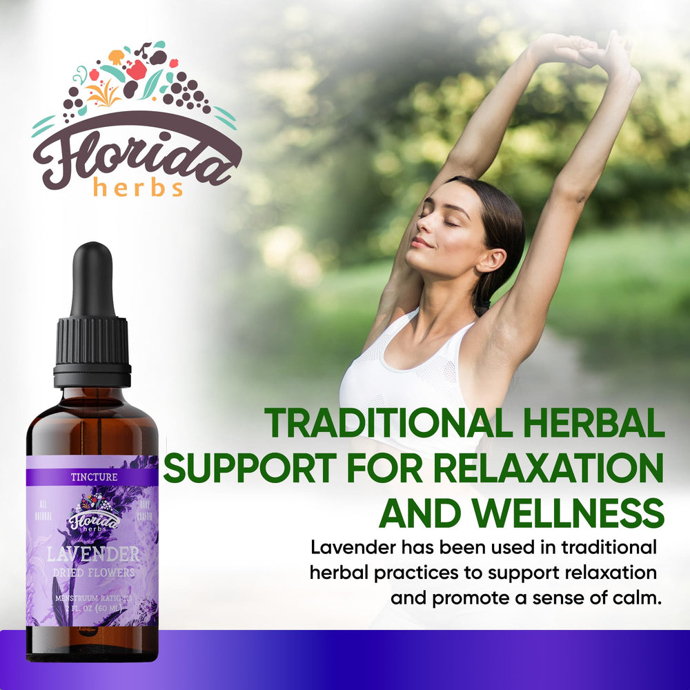 Label of Florida Herbs Lavender Liquid Extract showing organic ingredients