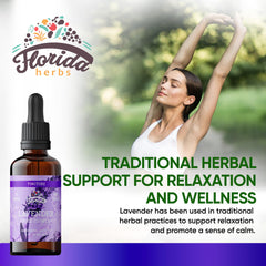 Label of Florida Herbs Lavender Liquid Extract showing organic ingredients