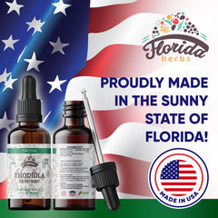 2 oz bottle packaging of Florida Herbs Rhodiola Tincture with dropper