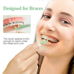 Floss picks designed to fit under orthodontic arch wires