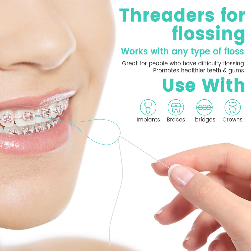 Close-up of nylon floss threader material