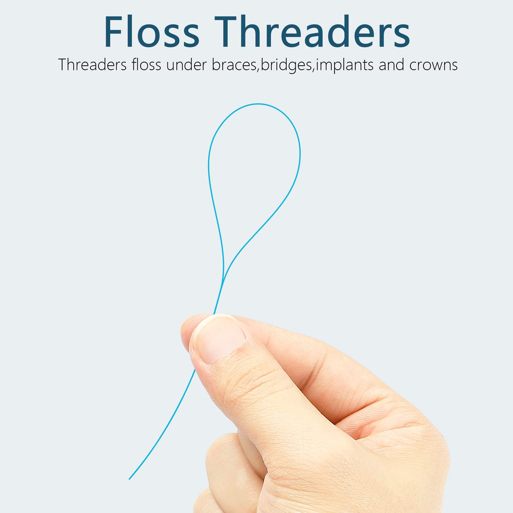 Four portable cases for organizing floss threaders