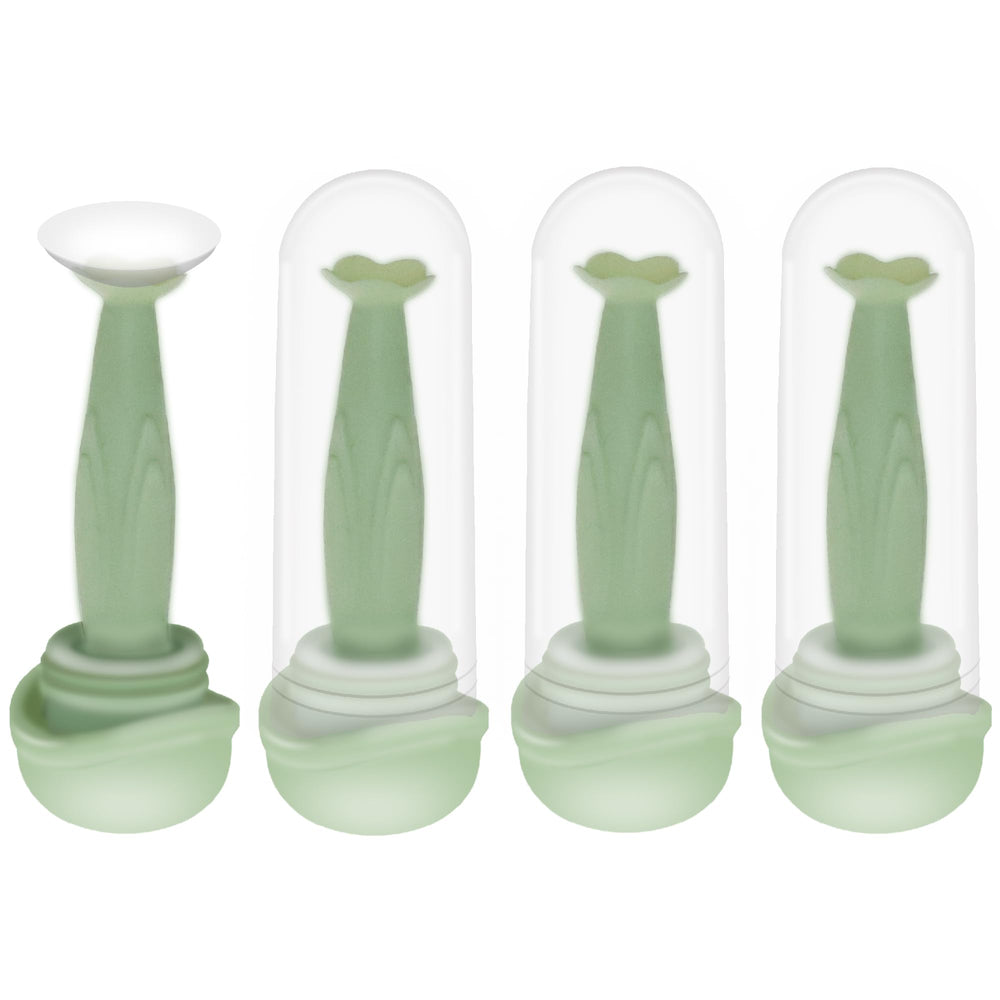 Front view of a flower-shaped hard contact lens remover with suction cup