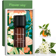 FLOWERSAY Neroli Essential Oil in amber glass bottle with dropper