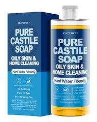 Bottle of FLOWHYET Pure Castile Soap Liquid Unscented 33.8 oz