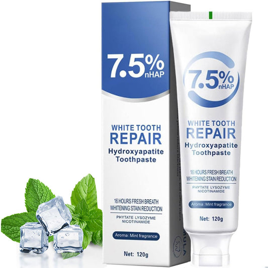 Fluoride-free nano hydroxyapatite toothpaste tube – front view