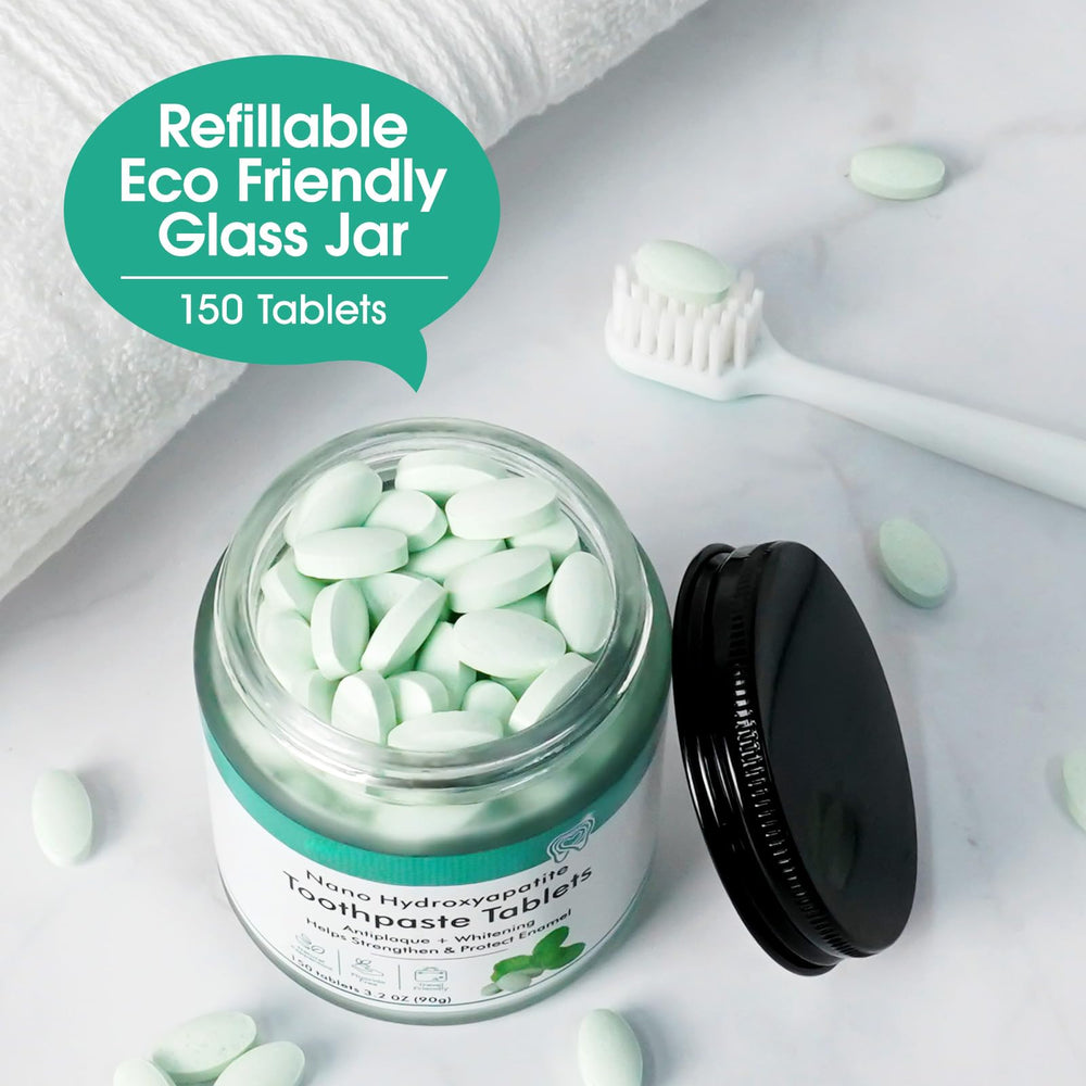 Fluoride-free peppermint toothpaste tablets for fresh breath