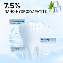 Icons representing fluoride-free safety of the toothpaste