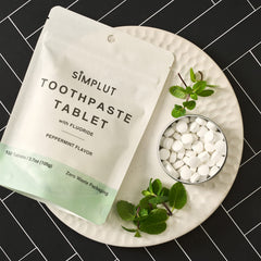 Close-up of fluoride toothpaste tablets