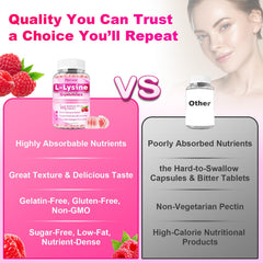 L-Lysine gummies ingredients label and supplement facts
