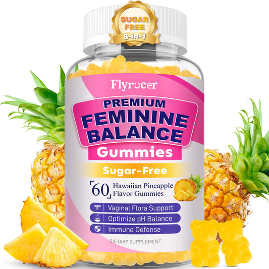 Flyrocer Feminine Balance Gummies bottle on white background