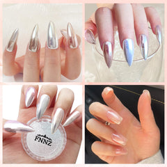 FNNZ UV/LED compatible powder used on acrylic nails.