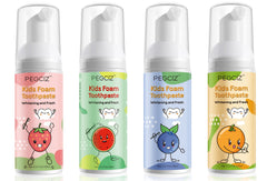 Foam toothpaste bottle for kids with fruit flavor label