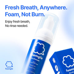 Mint foam texture representing water-free formula