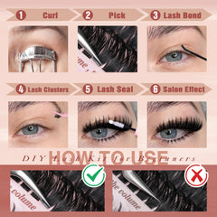 Packaging showing Focipeysa cluster lash kit contents for home use.