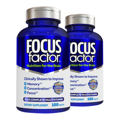Focus Factor bottle front for daily brain support.