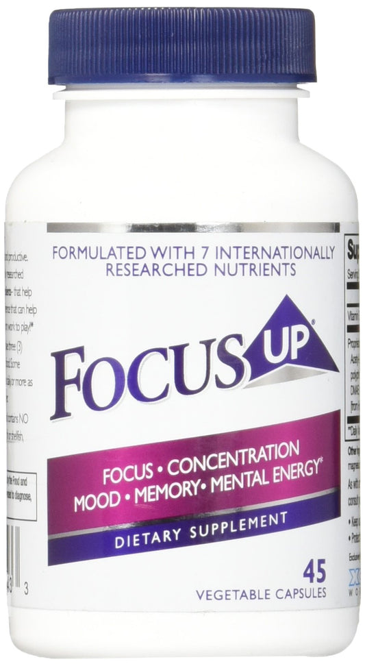 FocusUP bottle and capsules on a clean surface