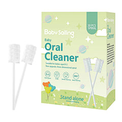Foily 30-pack baby tongue cleaner gauze packaging and product layout