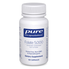 Label for Pure Encapsulations Folate 5,000 5-MTHF bottle