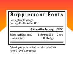 Capsules bottle showing 1,360 mcg DFE folinic acid