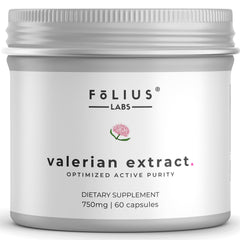 Bottle of FOLIUS LABS Valerian Root 4:1 Extract 60 capsules