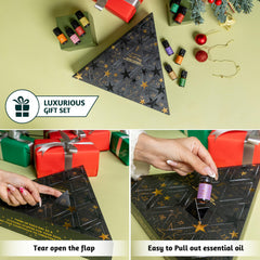 Christmas diffuser oils arranged as a 24-day advent calendar