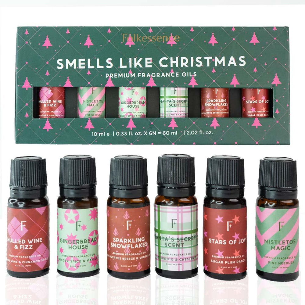 Set of 6 Christmas diffuser essential oils bottles (2 oz each)