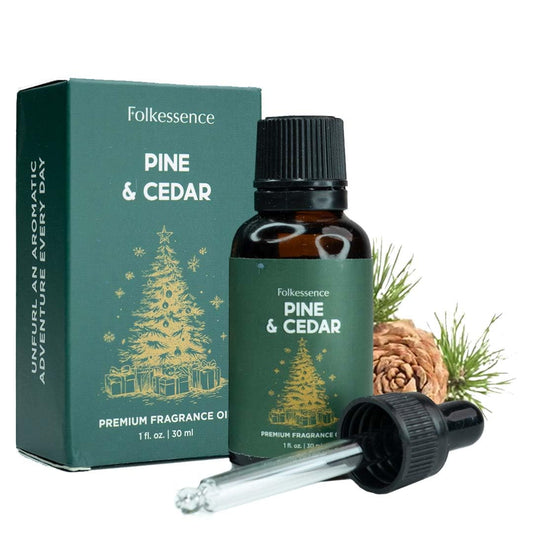 Folkulture Christmas essential oil for diffuser with pine and cedarwood in a 30ml bottle