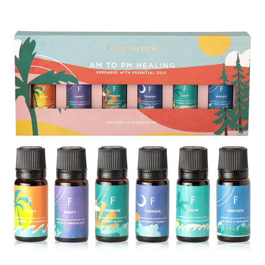 Folkulture essential oils diffuser set – 6 bottles including lavender and sandalwood