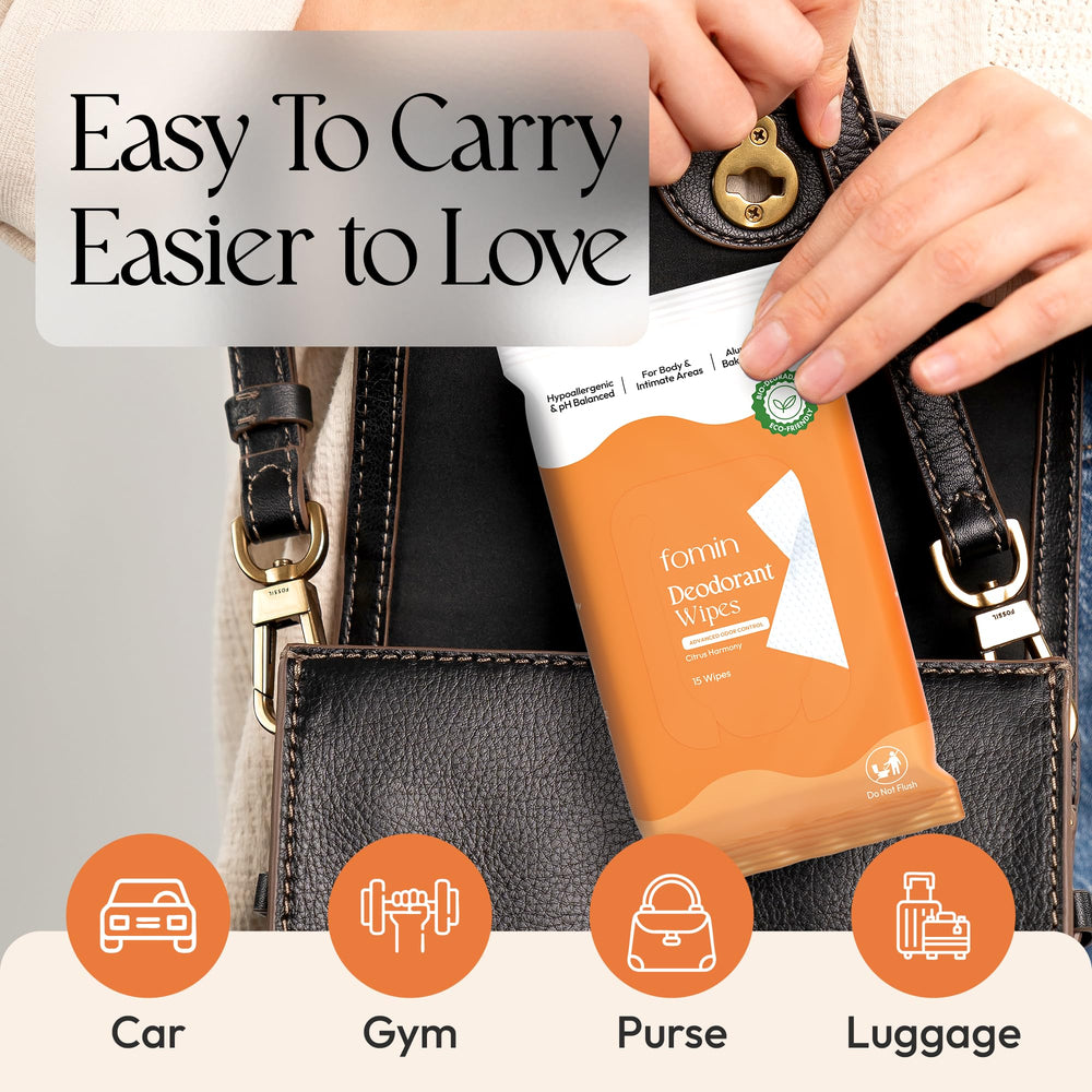 FOMIN wipes suitable for full-body use for convenient freshening.