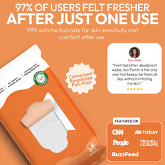 FOMIN wipe applied underarm for quick odor control.